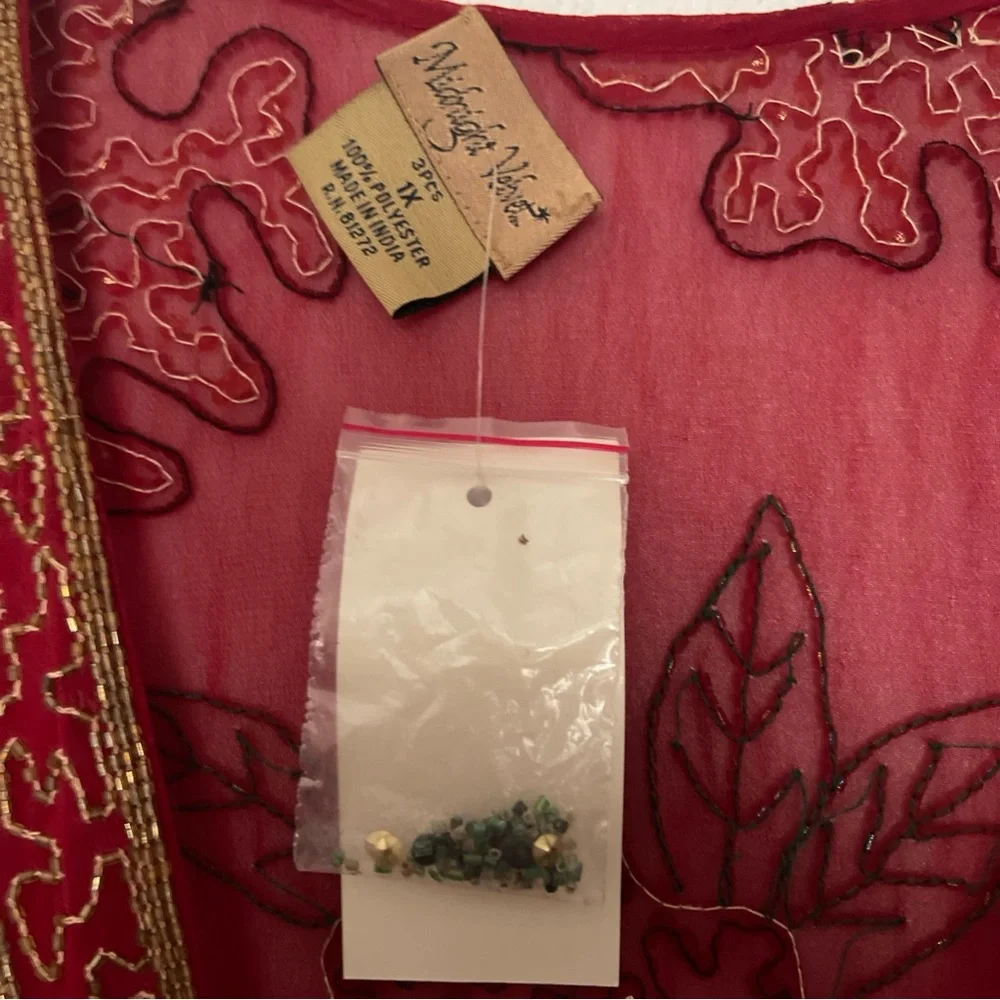 Midnight Velvet Red Embroidered Kimono Women’s 1X new with tags - Picture 3 of 7